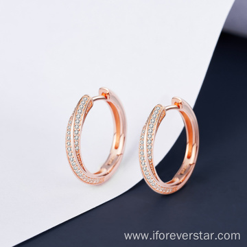 Trendy Twisted Gold Plated Sterling Silver 925 Earrings